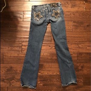 Miss Me washed denim jeans w bedazzled stars